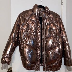 Rose gold puffer coat